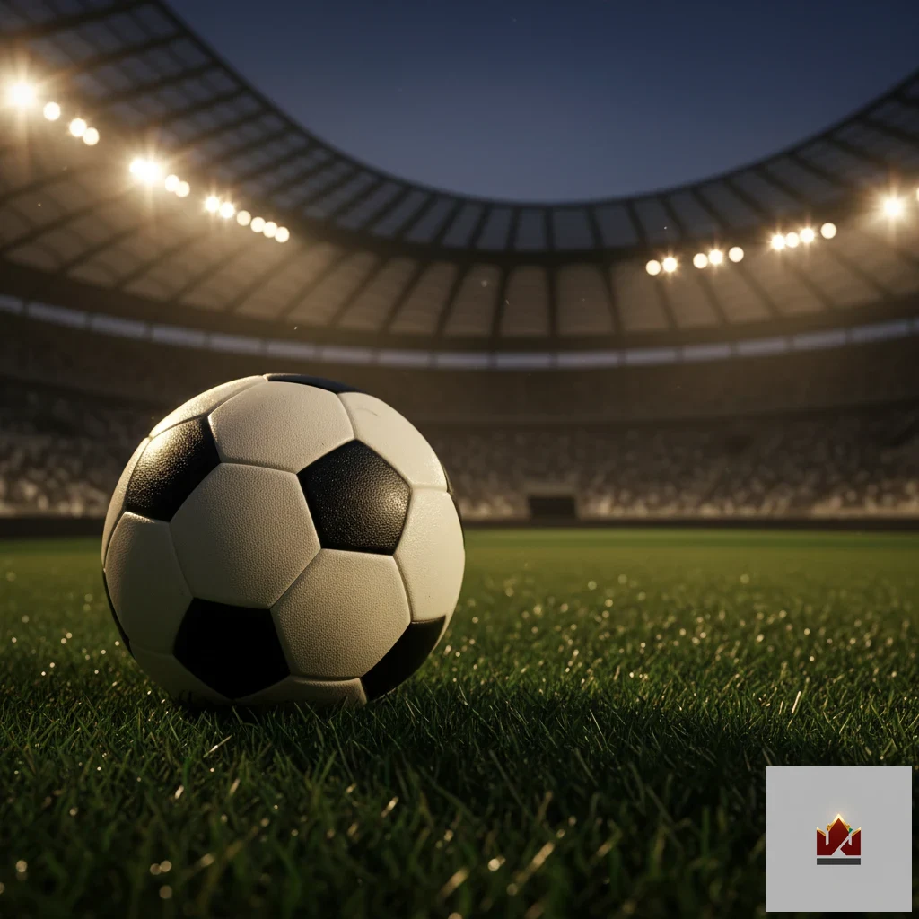 Dettaglio tattico su campo da calcio con pallone