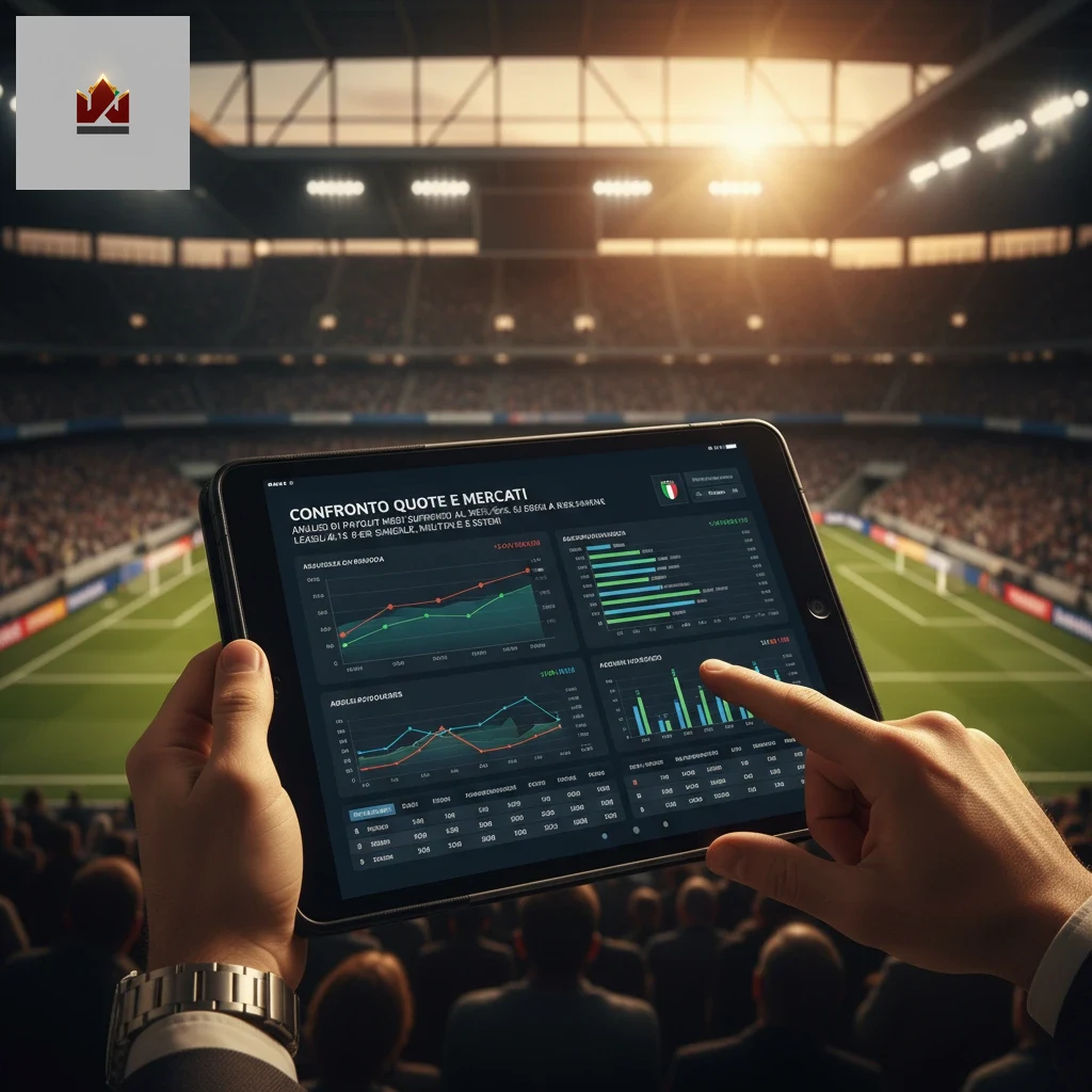 Tabella di confronto quote e mercati calcistici su schermo digitale