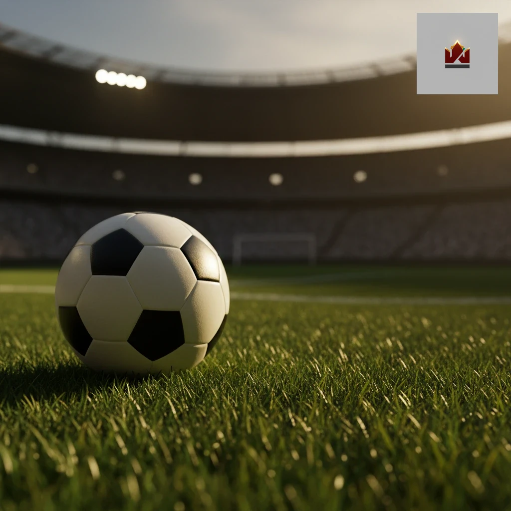 Pallone da calcio regolamentare sul terreno di gioco prima del calcio d'inizio